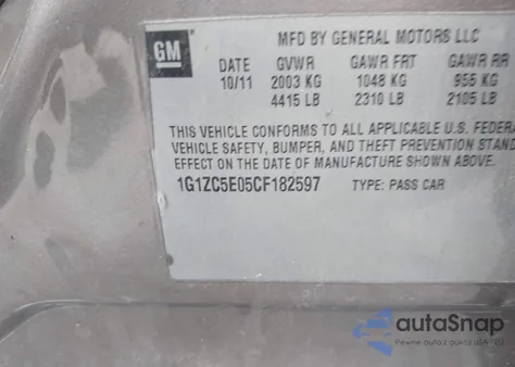 2012 Chevrolet Malibu 1Lt из США, поврежденный, VIN 1G1ZC5E05CF182597